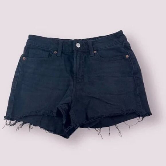 NWT Old Navy High Rise OG Straight Black Denim Jean Raw Hem Shorts Sz 20 - Picture 3 of 3